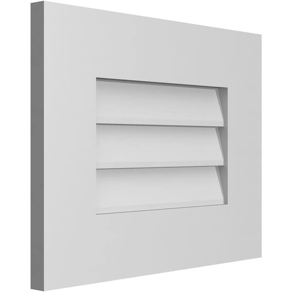 Ekena Millwork Vertical Surface Mount PVC Gable Vent: Non-Functional, w/ 3-1/2"W x 1"P Standard Frame, 18"W x 14"H - GVPVE18X1401SN