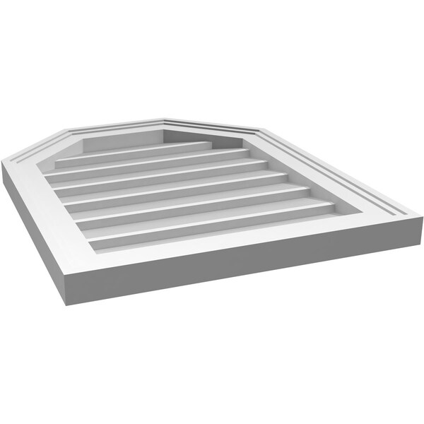 Ekena Millwork Octagonal Top Surface Mount PVC Gable Vent w/ 2"W x 1-1/2"P Brickmould Frame, 18"W x 22"H - GVPOT18X2202SN
