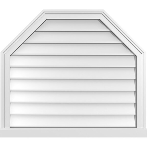 Ekena Millwork Octagonal Top Surface Mount PVC Gable Vent w/ 2"W x 2"P Brickmould Sill Frame, 32"W x 28"H - GVPOT32X2803SN