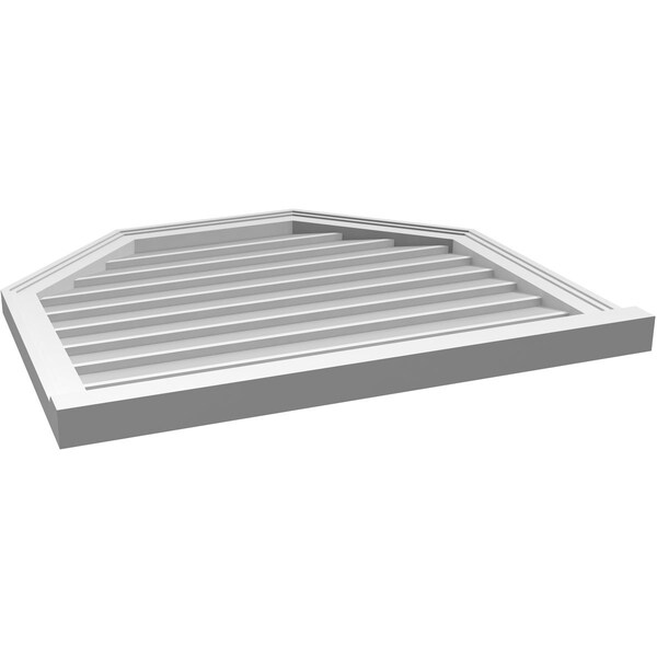 Ekena Millwork Octagonal Top Surface Mount PVC Gable Vent w/ 2"W x 2"P Brickmould Sill Frame, 32"W x 28"H - GVPOT32X2803SN