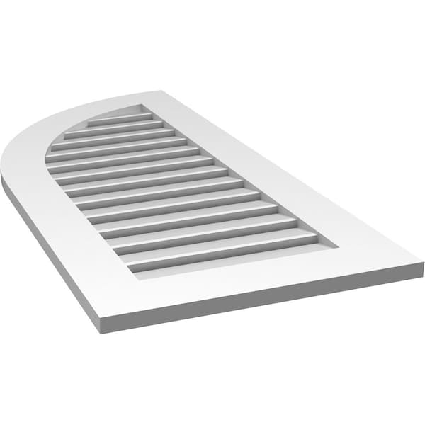 Ekena Millwork Quarter Round Top Left Surface Mount PVC Gable Vent w/ 3-1/2"W x 1"P Standard Frame, 20"W x 42"H - GVPQL20X4201SF