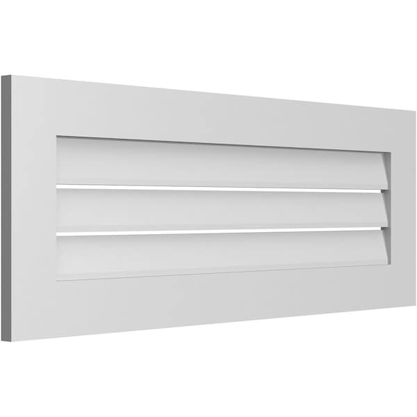 Ekena Millwork Vertical Surface Mount PVC Gable Vent: Functional, w/ 3-1/2"W x 1"P Standard Frame, 42"W x 16"H - GVPVE42X1601SF