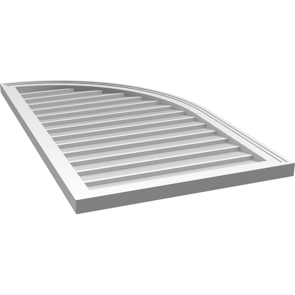 Ekena Millwork Quarter Round Top Right Surface Mount PVC Gable Vent w/ 2"W x 1-1/2"P Brickmould Frame, 24"W x 42"H - GVPQR24X4202SN