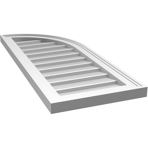 Ekena Millwork Quarter Round Top Right Surface Mount PVC Gable Vent w/ 2"W x 1-1/2"P Brickmould Frame, 14"W x 34"H - GVPQR14X3402SN