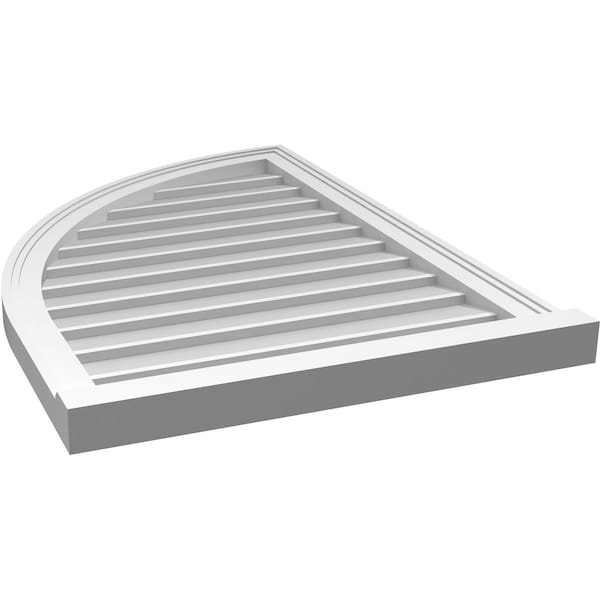 Ekena Millwork Quarter Round Top Left Surface Mount PVC Gable Vent w/ 2"W x 2"P Brickmould Sill Frame, 24"W x 34"H - GVPQL24X3403SN