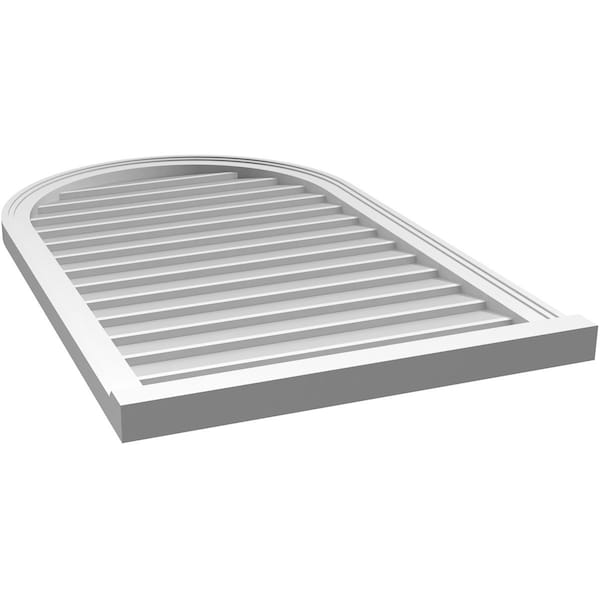 Ekena Millwork Round Top Surface Mount PVC Gable Vent w/ 2"W x 2"P Brickmould Sill Frame, 26"W x 42"H - GVPRT26X4203SN