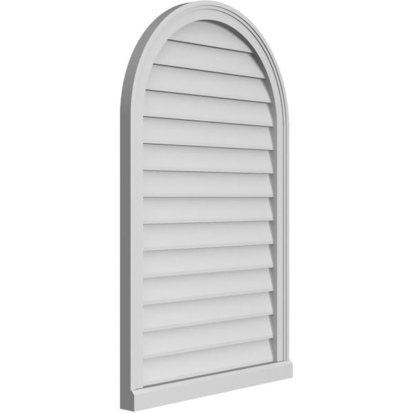 Ekena Millwork Round Top Surface Mount PVC Gable Vent w/ 2"W x 2"P Brickmould Sill Frame, 26"W x 42"H - GVPRT26X4203SN