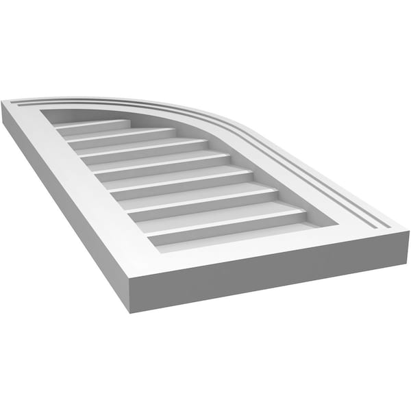 Ekena Millwork Quarter Round Top Right Surface Mount PVC Gable Vent w/ 2"W x 1-1/2"P Brickmould Frame, 12"W x 26"H - GVPQR12X2602SN