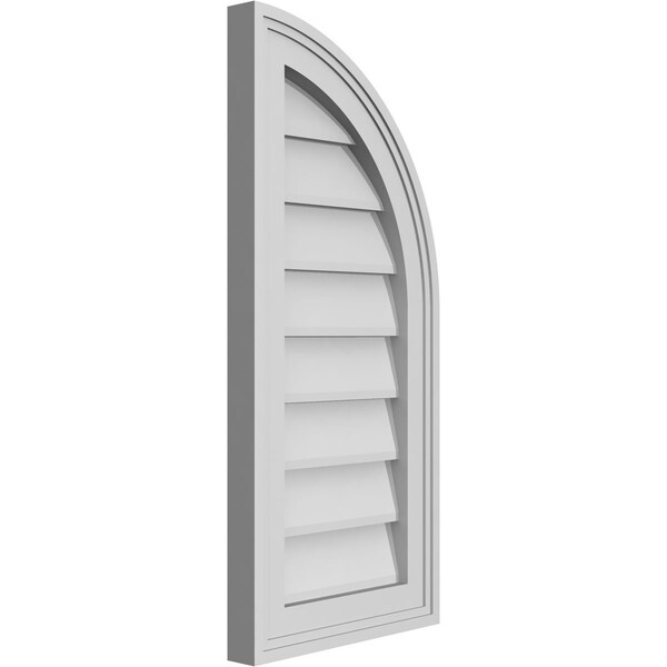 Ekena Millwork Quarter Round Top Right Surface Mount PVC Gable Vent w/ 2"W x 1-1/2"P Brickmould Frame, 12"W x 26"H - GVPQR12X2602SN