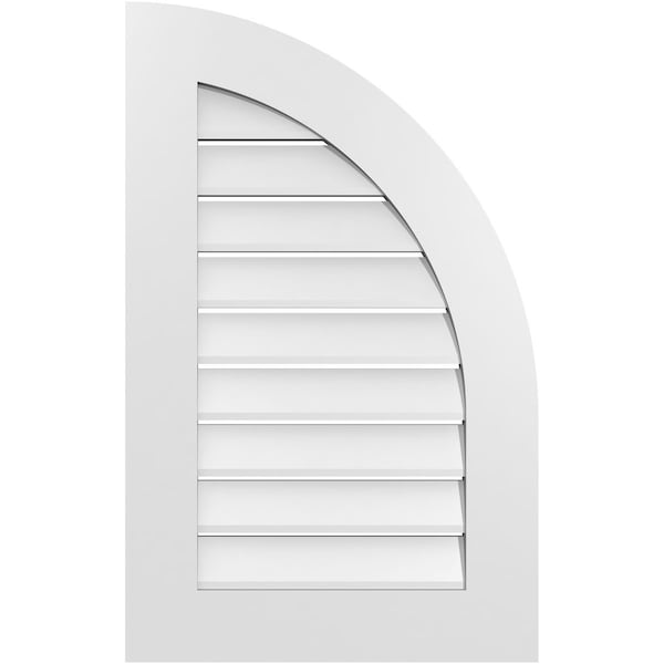 Ekena Millwork Quarter Round Top Right Surface Mount PVC Gable Vent w/ 3-1/2"W x 1"P Standard Frame, 20"W x 32"H - GVPQR20X3201SF