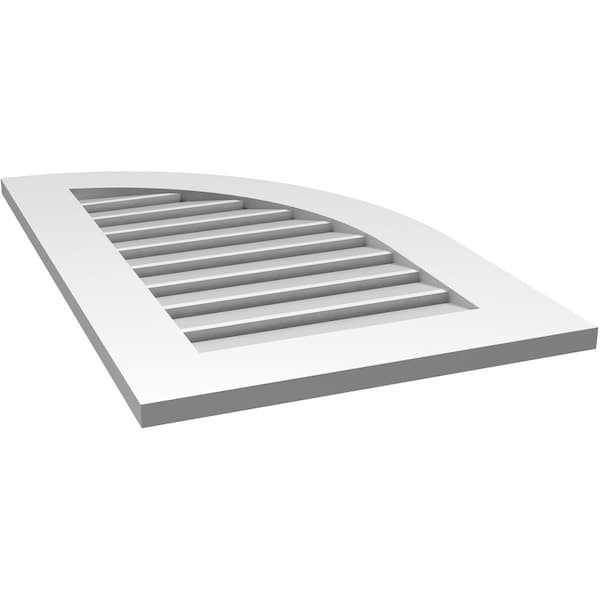 Ekena Millwork Quarter Round Top Right Surface Mount PVC Gable Vent w/ 3-1/2"W x 1"P Standard Frame, 20"W x 32"H - GVPQR20X3201SF