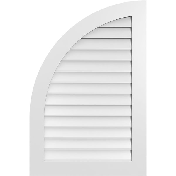 Ekena Millwork Quarter Round Top Left Surface Mount PVC Gable Vent w/ 3-1/2"W x 1"P Standard Frame, 28"W x 42"H - GVPQL28X4201SN