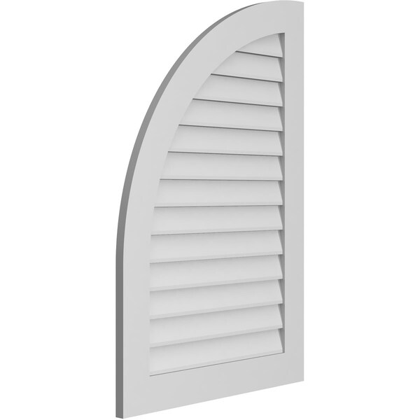 Ekena Millwork Quarter Round Top Left Surface Mount PVC Gable Vent w/ 3-1/2"W x 1"P Standard Frame, 28"W x 42"H - GVPQL28X4201SN