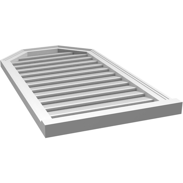 Ekena Millwork Octagonal Top Surface Mount PVC Gable Vent w/ 2"W x 2"P Brickmould Sill Frame, 22"W x 40"H - GVPOT22X4003SF