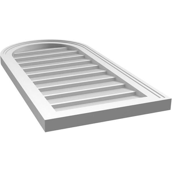 Ekena Millwork Round Top Surface Mount PVC Gable Vent w/ 2"W x 1-1/2"P Brickmould Frame, 16"W x 32"H - GVPRT16X3202SN