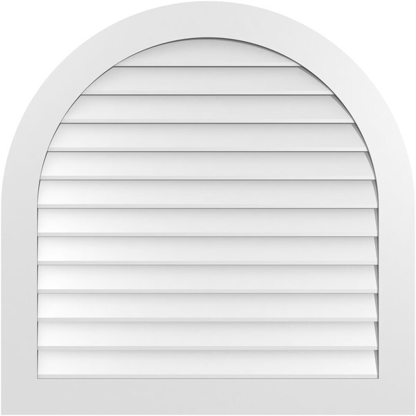 Ekena Millwork Round Top Surface Mount PVC Gable Vent: Non-Functional, w/ 3-1/2"W x 1"P Standard Frame, 40"W x 40"H - GVPRT40X4001SN