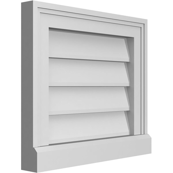 Ekena Millwork Vertical Surface Mount PVC Gable Vent w/ 2"W x 2"H , Brickmould Sill Frame, 16"W x 14"H - GVPVE16X1403SN