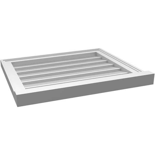 Ekena Millwork Vertical Surface Mount PVC Gable Vent w/ 2"W x 2"H , Brickmould Sill Frame, 24"W x 20"H - GVPVE24X2003SN