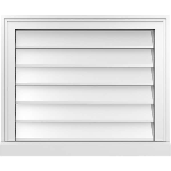 Ekena Millwork Vertical Surface Mount PVC Gable Vent w/ 2"W x 2"H , Brickmould Sill Frame, 24"W x 20"H - GVPVE24X2003SN