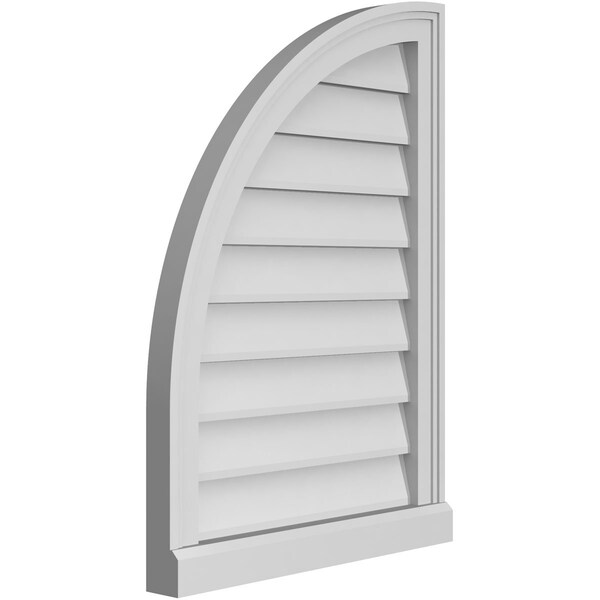 Ekena Millwork Quarter Round Top Left Surface Mount PVC Gable Vent w/ 2"W x 2"P Brickmould Sill Frame, 20"W x 28"H - GVPQL20X2803SN
