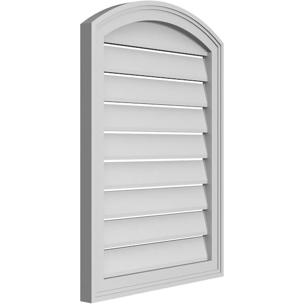 Ekena Millwork Arch Top Surface Mount PVC Gable Vent: Non-Functional, w/2"W x 1-1/2"P Brickmould Frame, 22"W x 28"H - GVPAR22X2802SN