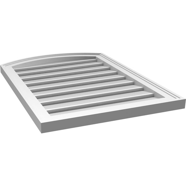 Ekena Millwork Arch Top Surface Mount PVC Gable Vent: Non-Functional, w/2"W x 1-1/2"P Brickmould Frame, 22"W x 28"H - GVPAR22X2802SN