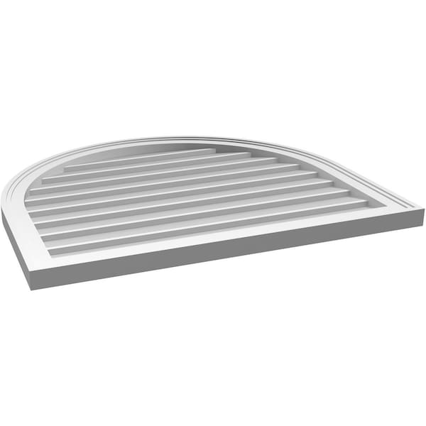 Ekena Millwork Round Top Surface Mount PVC Gable Vent w/ 2"W x 1-1/2"P Brickmould Frame, 32"W x 28"H - GVPRT32X2802SN