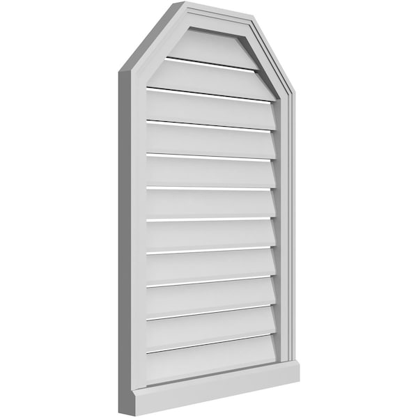 Ekena Millwork Octagonal Top Surface Mount PVC Gable Vent w/ 2"W x 2"P Brickmould Sill Frame, 22"W x 34"H - GVPOT22X3403SF