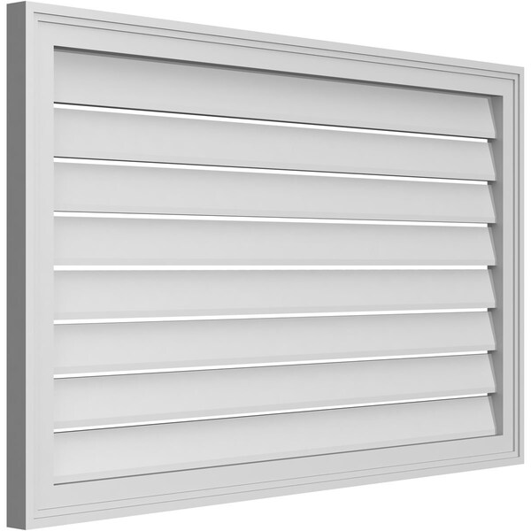 Ekena Millwork Vertical Surface Mount PVC Gable Vent: Functional, w/ 2"W x 1-1/2"P Brickmould Frame, 42"W x 26"H - GVPVE42X2602SF