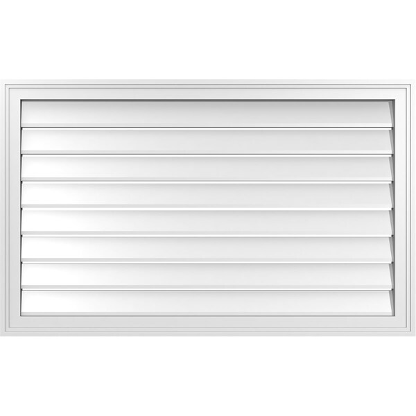 Ekena Millwork Vertical Surface Mount PVC Gable Vent: Functional, w/ 2"W x 1-1/2"P Brickmould Frame, 42"W x 26"H - GVPVE42X2602SF