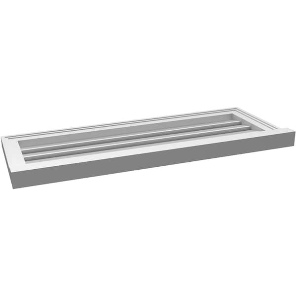 Ekena Millwork Vertical Surface Mount PVC Gable Vent: Functional, w/ 2"W x 2"P Brickmould Sill Frame, 36"W x 14"H - GVPVE36X1403SF
