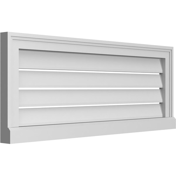 Ekena Millwork Vertical Surface Mount PVC Gable Vent: Functional, w/ 2"W x 2"P Brickmould Sill Frame, 36"W x 14"H - GVPVE36X1403SF