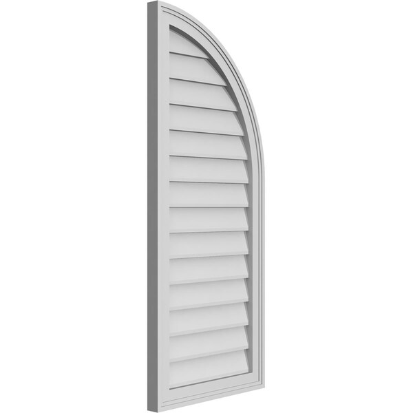 Ekena Millwork Quarter Round Top Right Surface Mount PVC Gable Vent w/ 2"W x 1-1/2"P Brickmould Frame, 18"W x 42"H - GVPQR18X4202SN