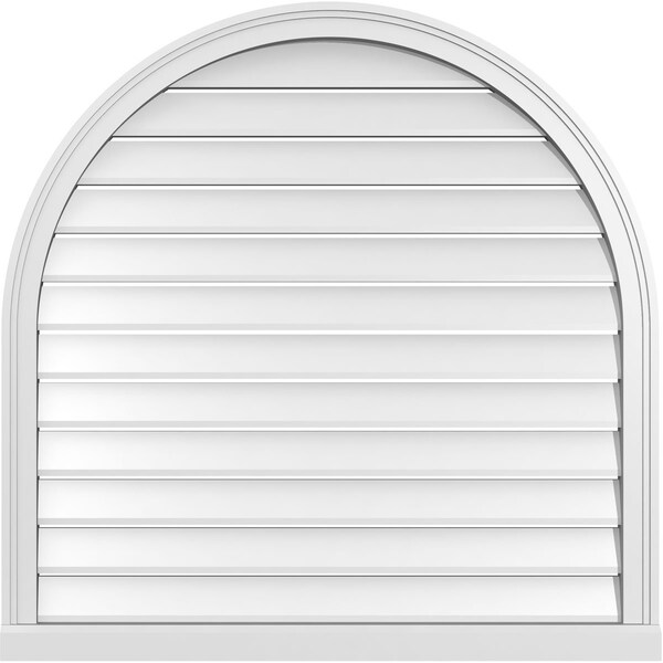 Ekena Millwork Round Top Surface Mount PVC Gable Vent: Functional, w/ 2"W x 2"P Brickmould Sill Frame, 38"W x 38"H - GVPRT38X3803SF