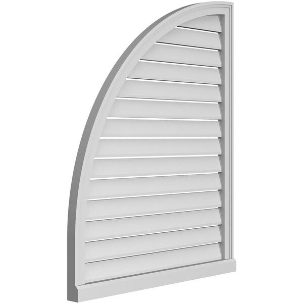 Ekena Millwork Quarter Round Top Left Surface Mount PVC Gable Vent w/ 2"W x 2"P Brickmould Sill Frame, 34"W x 42"H - GVPQL34X4203SF