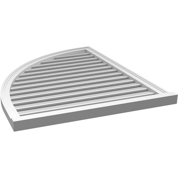 Ekena Millwork Quarter Round Top Left Surface Mount PVC Gable Vent w/ 2"W x 2"P Brickmould Sill Frame, 34"W x 42"H - GVPQL34X4203SF