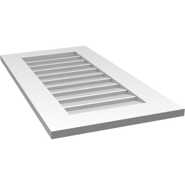 Ekena Millwork Vertical Surface Mount PVC Gable Vent: Non-Functional, w/ 3-1/2"W x 1"P Standard Frame, 18"W x 34"H - GVPVE18X3401SN