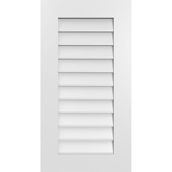 Ekena Millwork Vertical Surface Mount PVC Gable Vent: Non-Functional, w/ 3-1/2"W x 1"P Standard Frame, 18"W x 34"H - GVPVE18X3401SN