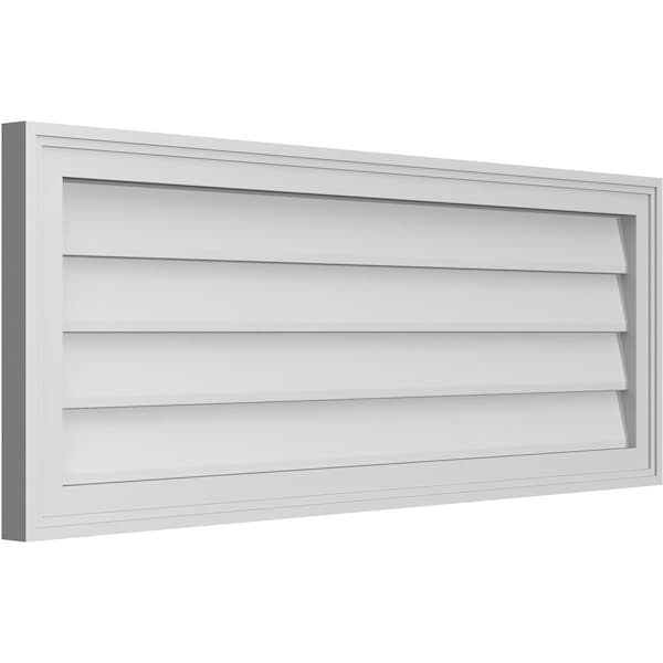 Ekena Millwork Vertical Surface Mount PVC Gable Vnt: Non-Functional, w/2"W x 1-1/2"H, Brickmould Frame, 42"W x 16"H - GVPVE42X1602SN