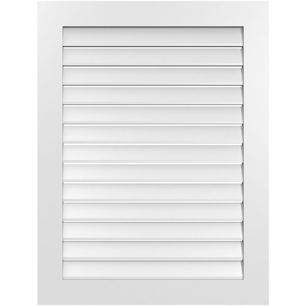 Ekena Millwork Vertical Surface Mount PVC Gable Vent: Functional, w/ 3-1/2"W x 1"P Standard Frame, 32"W x 42"H - GVPVE32X4201SF