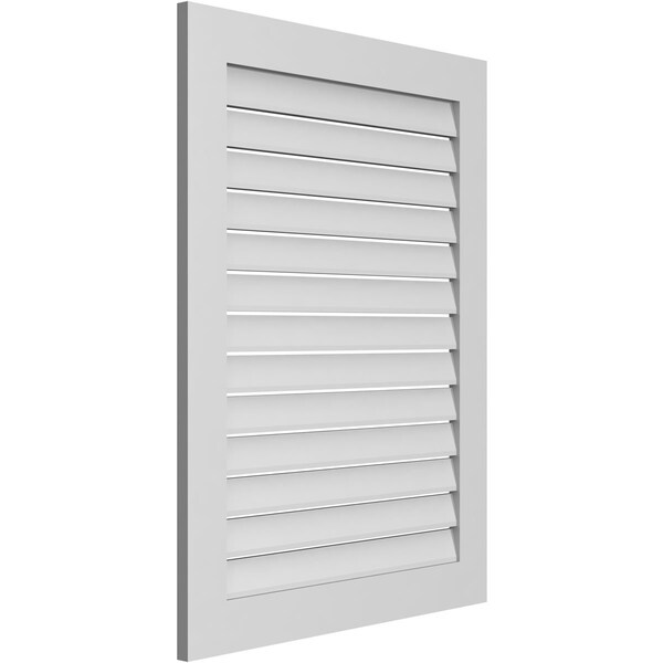 Ekena Millwork Vertical Surface Mount PVC Gable Vent: Functional, w/ 3-1/2"W x 1"P Standard Frame, 32"W x 42"H - GVPVE32X4201SF