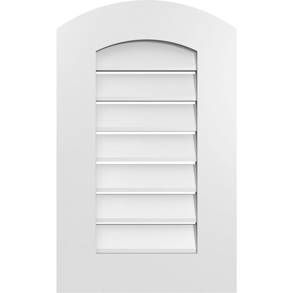 Ekena Millwork Arch Top Surface Mount PVC Gable Vent: Non-Functional, w/ 3-1/2"W x 1"P Standard Frame, 16"W x 24"H - GVPAR16X2401SN