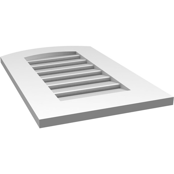 Ekena Millwork Arch Top Surface Mount PVC Gable Vent: Non-Functional, w/ 3-1/2"W x 1"P Standard Frame, 16"W x 24"H - GVPAR16X2401SN
