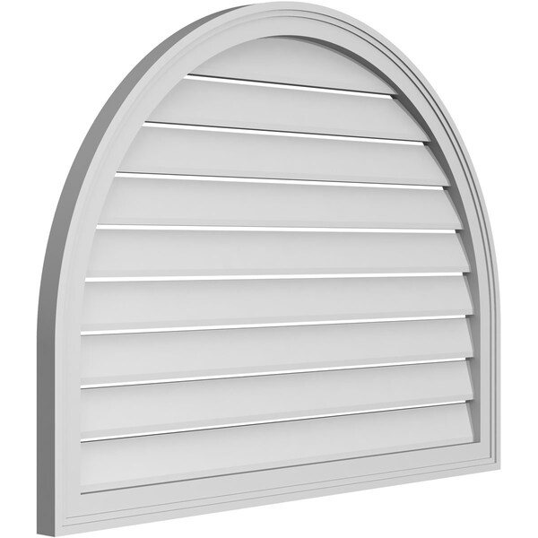 Ekena Millwork Round Top Surface Mount PVC Gable Vent: Functional, w/ 2"W x 1-1/2"P Brickmould Frame, 40"W x 30"H - GVPRT40X3002SF