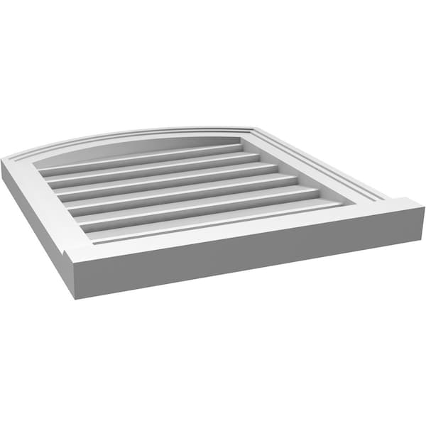 Ekena Millwork Arch Top Surface Mount PVC Gable Vent w/ 2"W x 2"P Brickmould Sill Frame, 20"W x 20"H - GVPAR20X2003SN