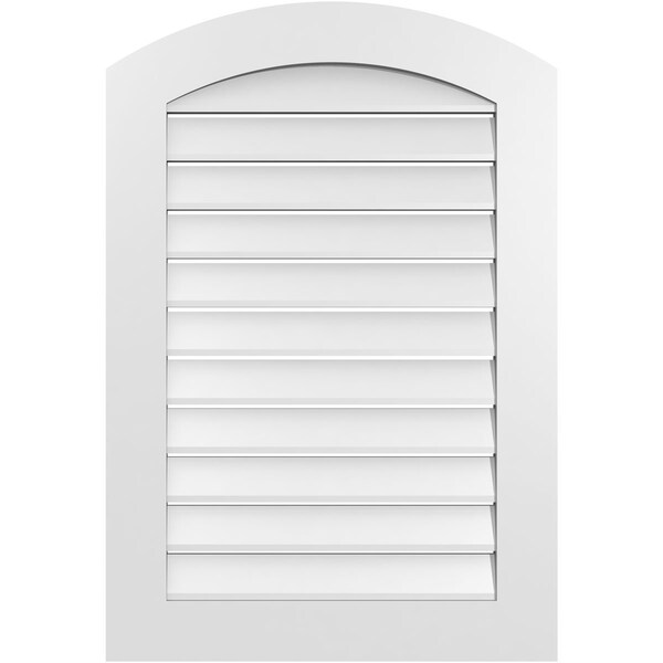 Ekena Millwork Arch Top Surface Mount PVC Gable Vent: Non-Functional, w/ 3-1/2"W x 1"P Standard Frame, 26"W x 36"H - GVPAR26X3601SN