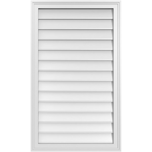 Ekena Millwork Vertical Surface Mount PVC Gable Vnt: Non-Functional, w/2"W x 1-1/2"H, Brickmould Frame, 24"W x 40"H - GVPVE24X4002SN