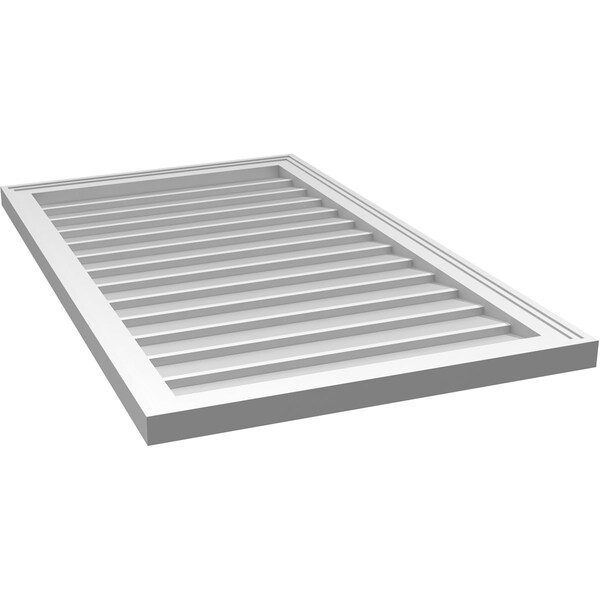 Ekena Millwork Vertical Surface Mount PVC Gable Vnt: Non-Functional, w/2"W x 1-1/2"H, Brickmould Frame, 24"W x 40"H - GVPVE24X4002SN