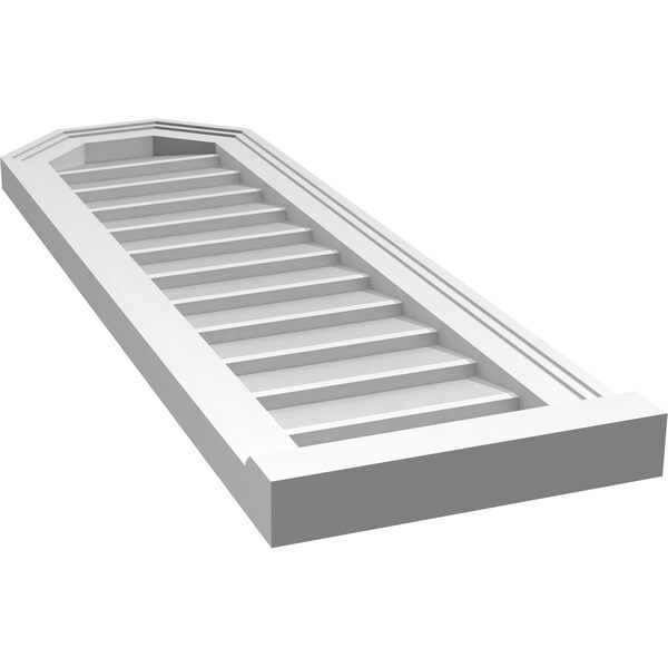 Ekena Millwork Octagonal Top Surface Mount PVC Gable Vent w/ 2"W x 2"P Brickmould Sill Frame, 12"W x 38"H - GVPOT12X3803SN