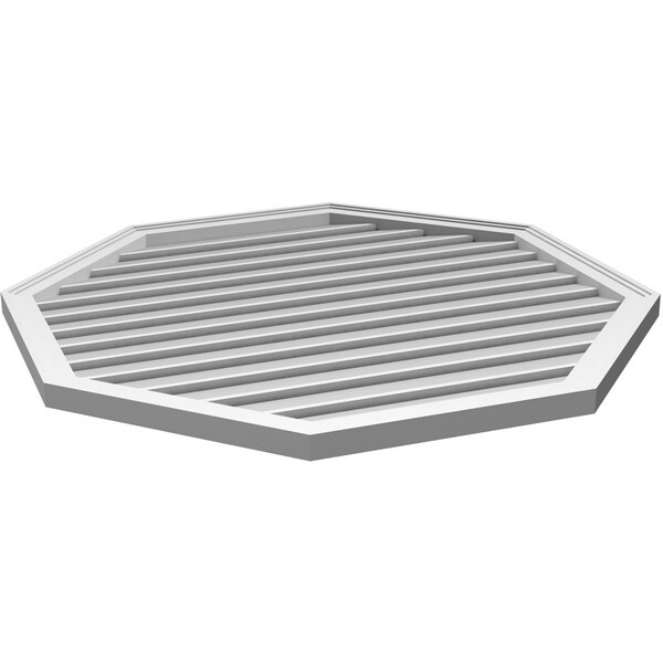 Ekena Millwork Octagonal Surface Mount PVC Gable Vent: Functional, w/ 2"W x 1-1/2"P Brickmould Frame, 40"W x 40"H - GVPOC40X4002SF